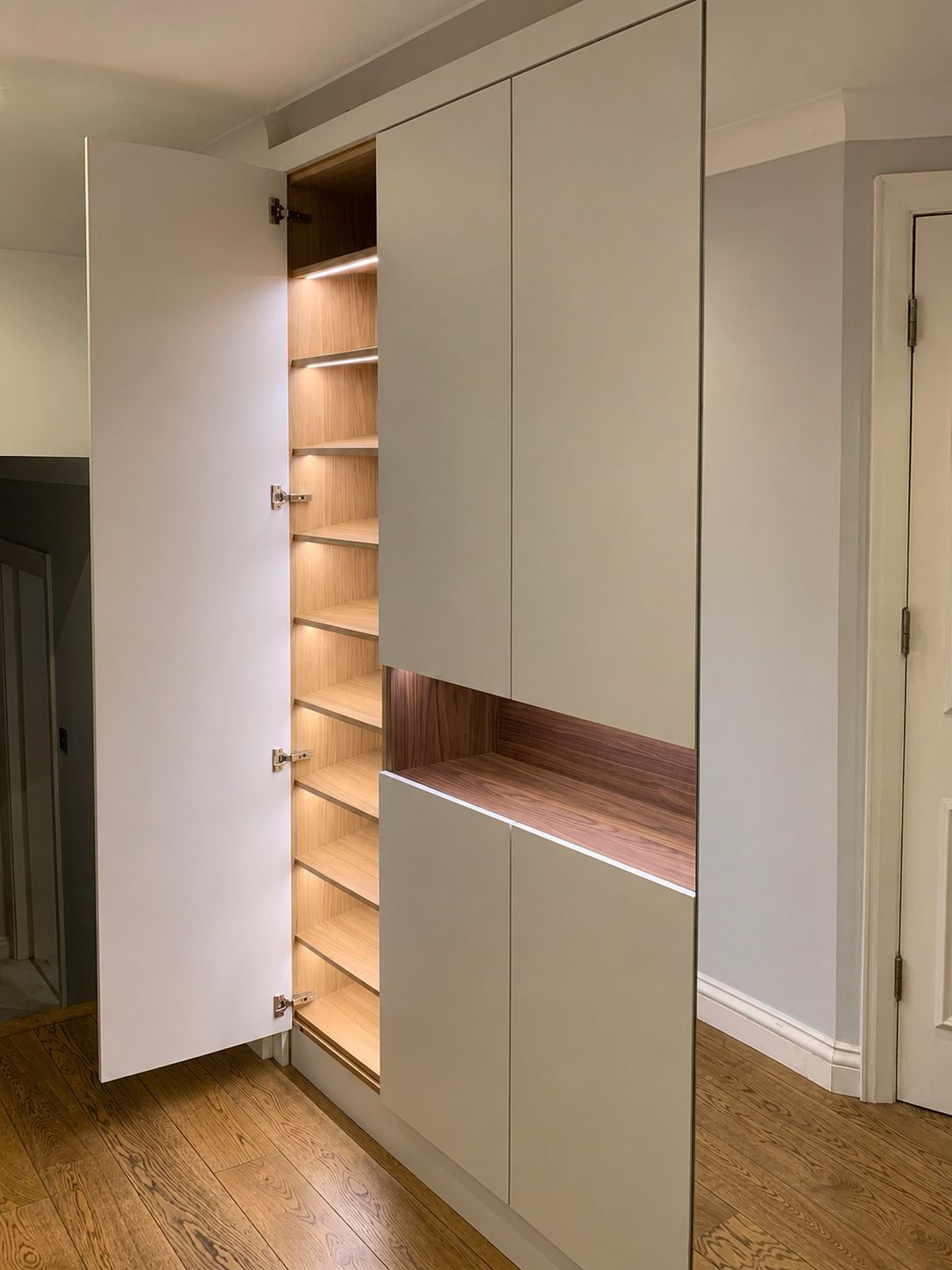 White units with walnut niche